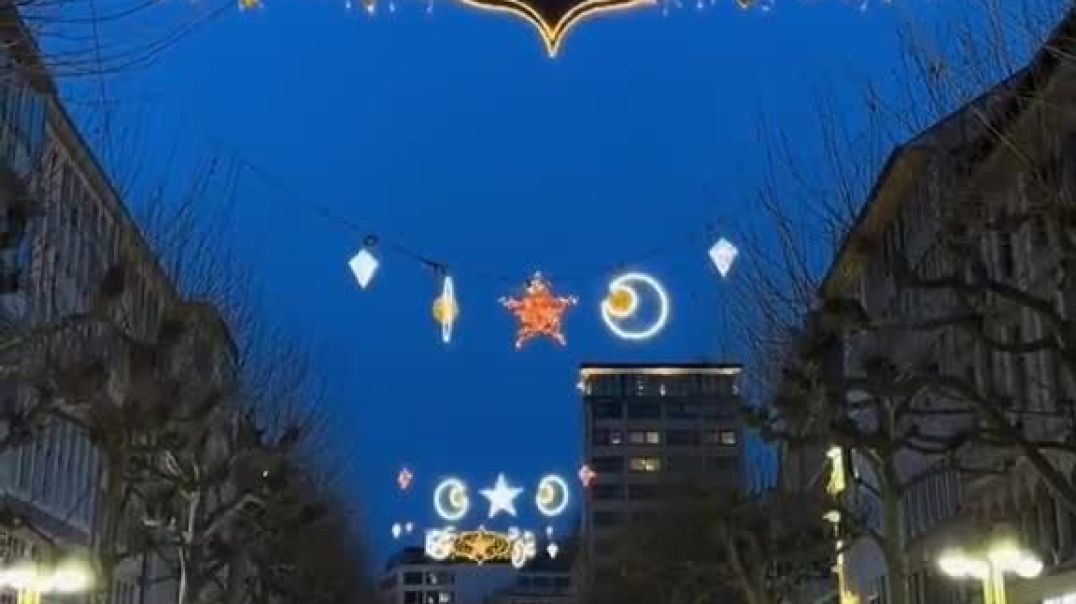 ⁣Ramadan Lights Go Up In Frankfurt, Germany!