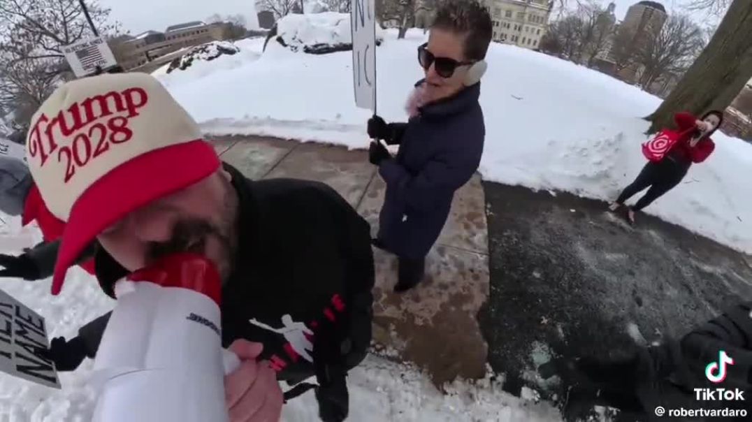 SO GOOD: This guy with the Trump 2028 hat and the megaphone won the internet